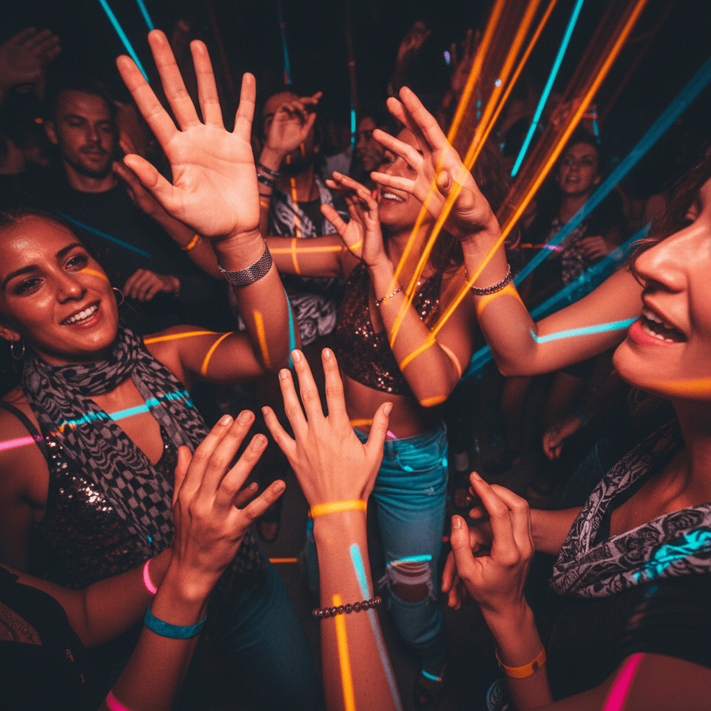 Full venue view of the dance floor during a high-energy set